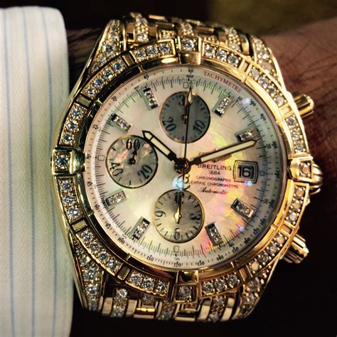 breitling gold watch with diamonds|breitling watches with diamond bezel.